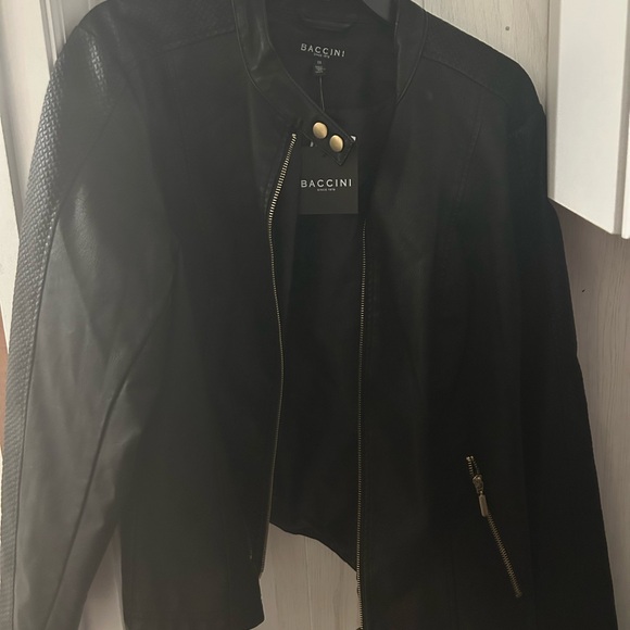 Baccini Jackets & Blazers - Baccini Black Faux Leather Zip-Up Jacket